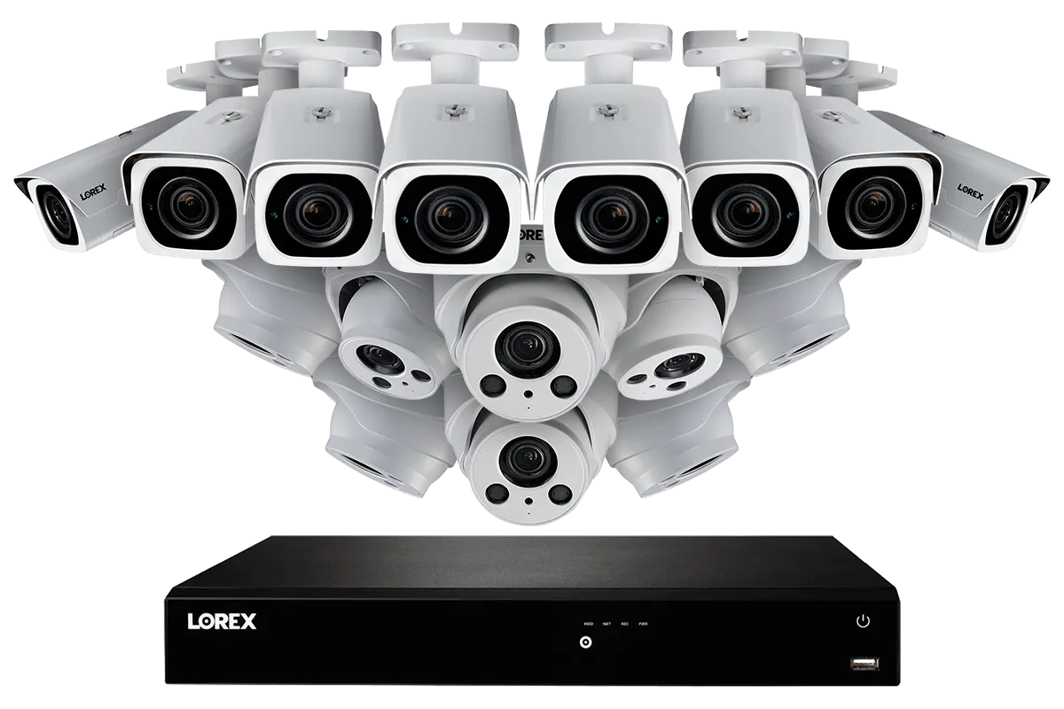 4K Nocturnal IP NVR System with 16 Outdoor 4K (8MP) IP Metal 4x Optical Zoom Cameras, 8 Audio Cameras, 250FT Night Vision