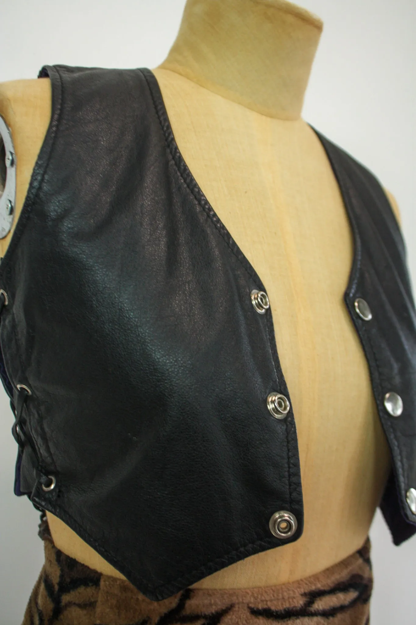 90s Vintage Micro Leather Vest