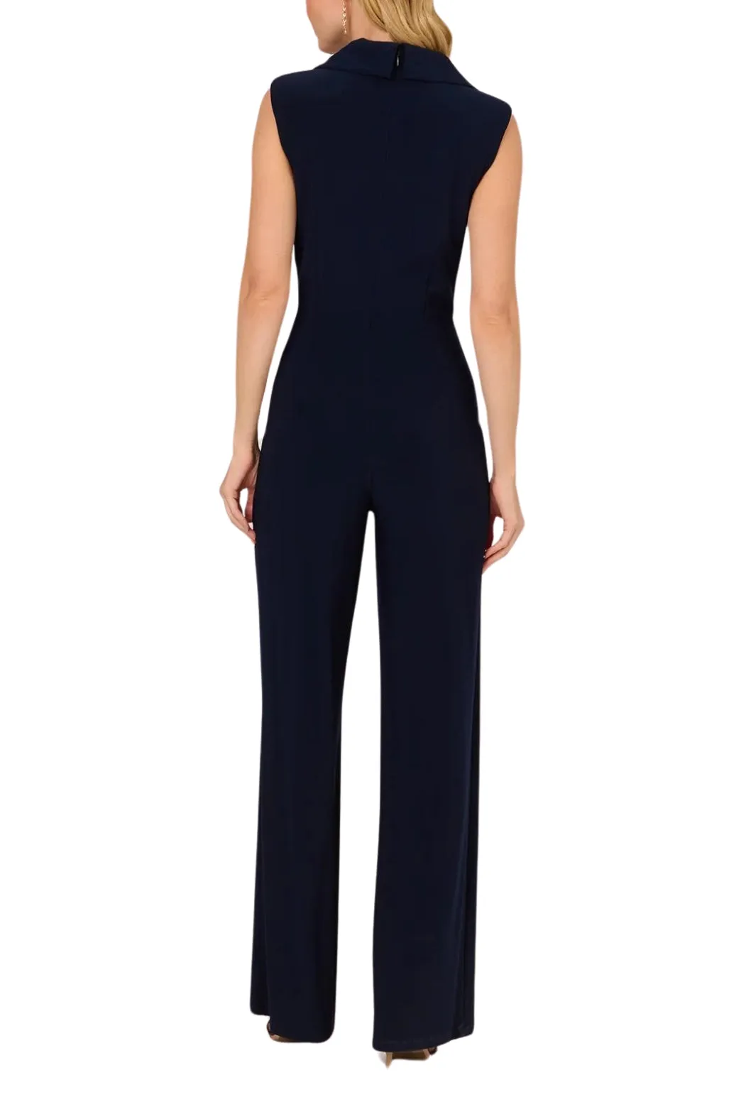 Adrianna Papell Sleeveless Shawl Neck Jersey Wide Leg Jumpsuit