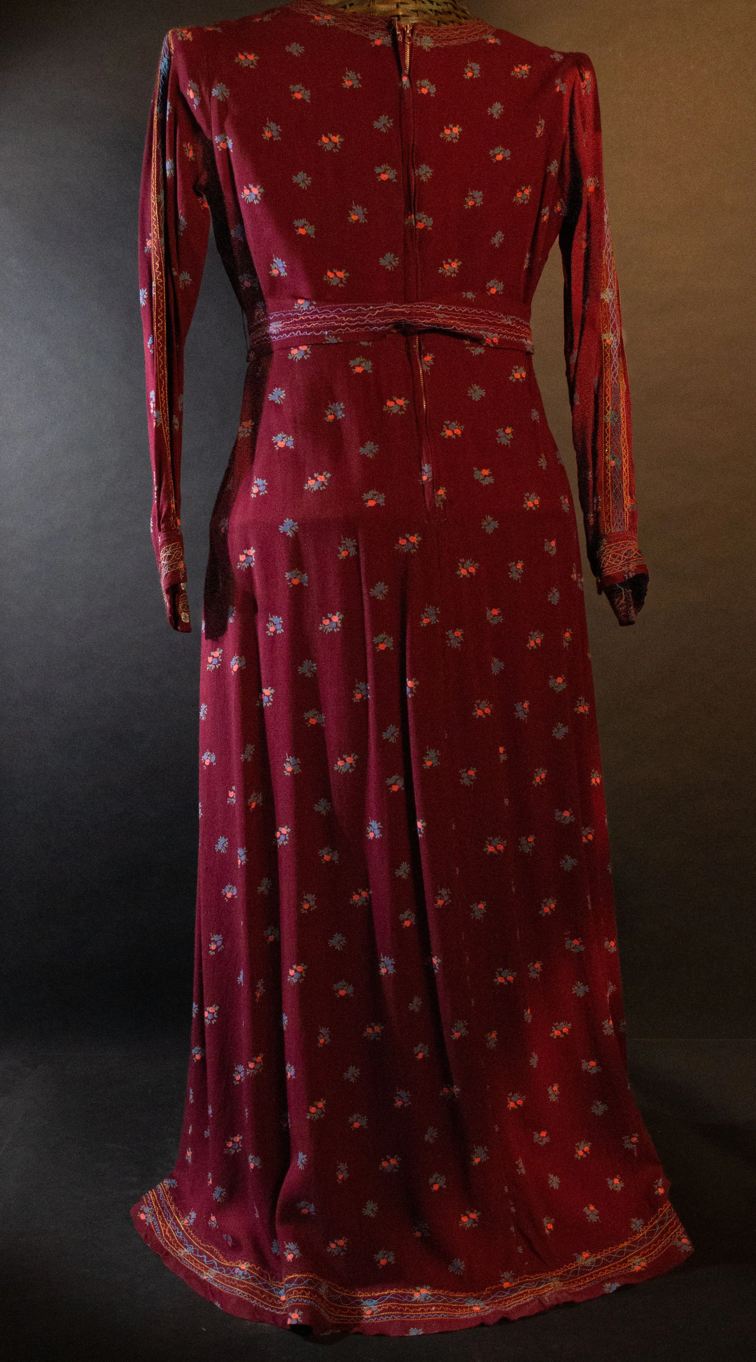 Afghanistan Printed  All Over Flower 70's Maxi Dress