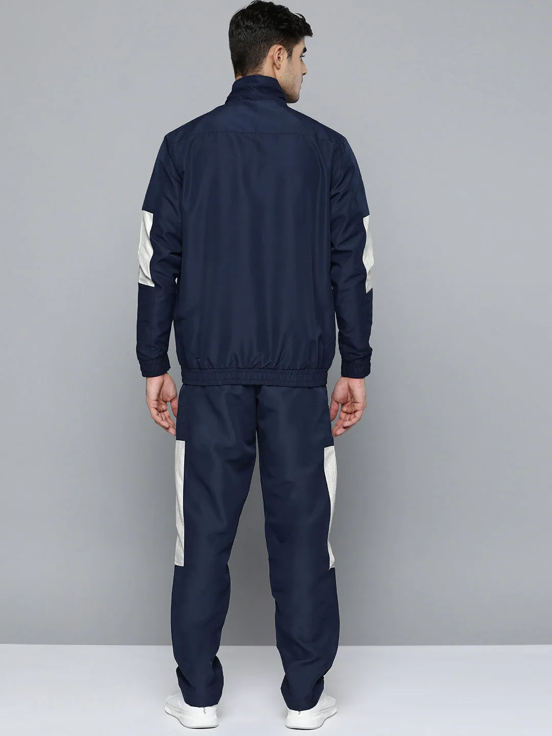 Alcis Men Navy Blue  Grey Colourblocked Tracksuit