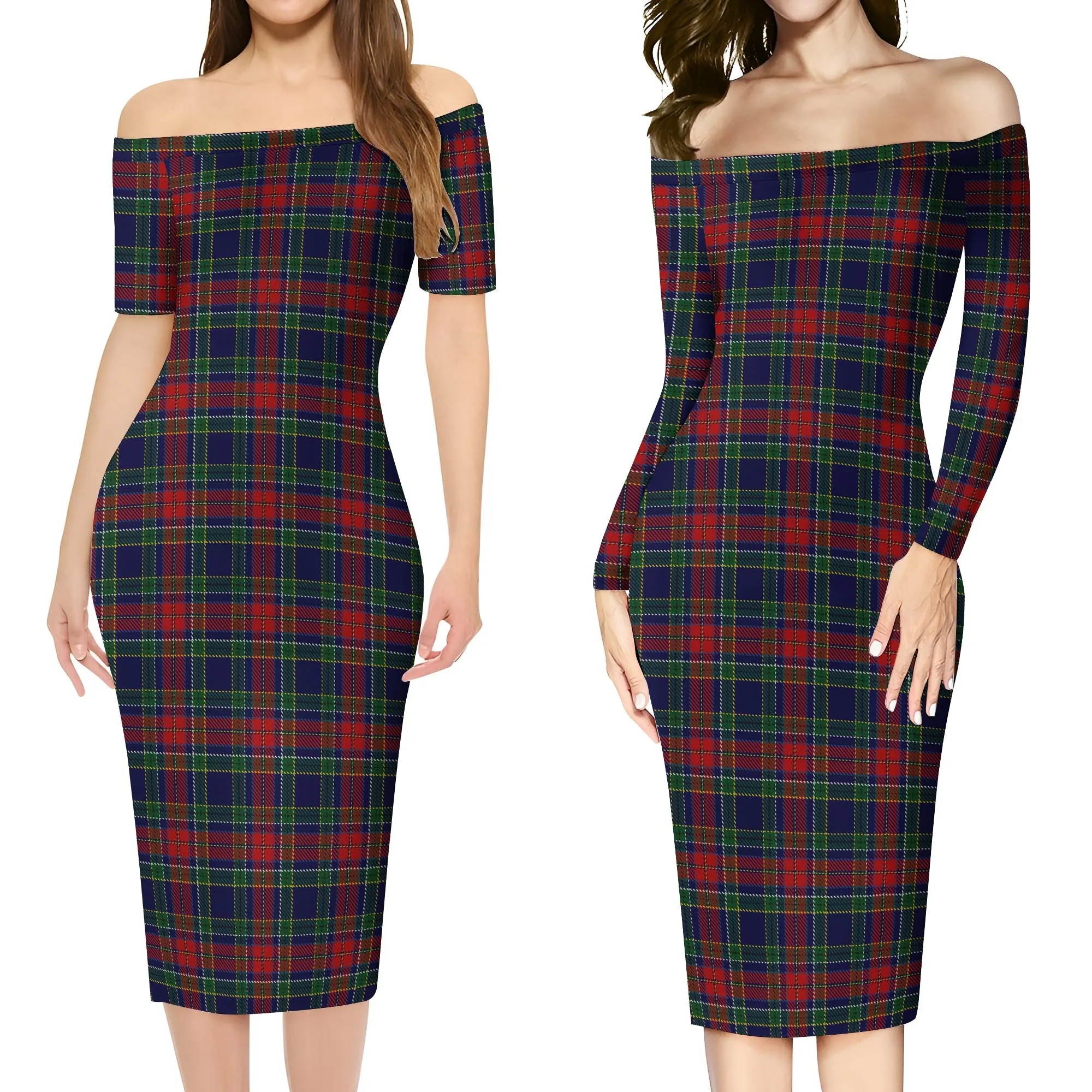 Allison Red Tartan Off Shoulder Lady Dress