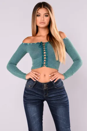 Annie Off Shoulder Lace Top - Green