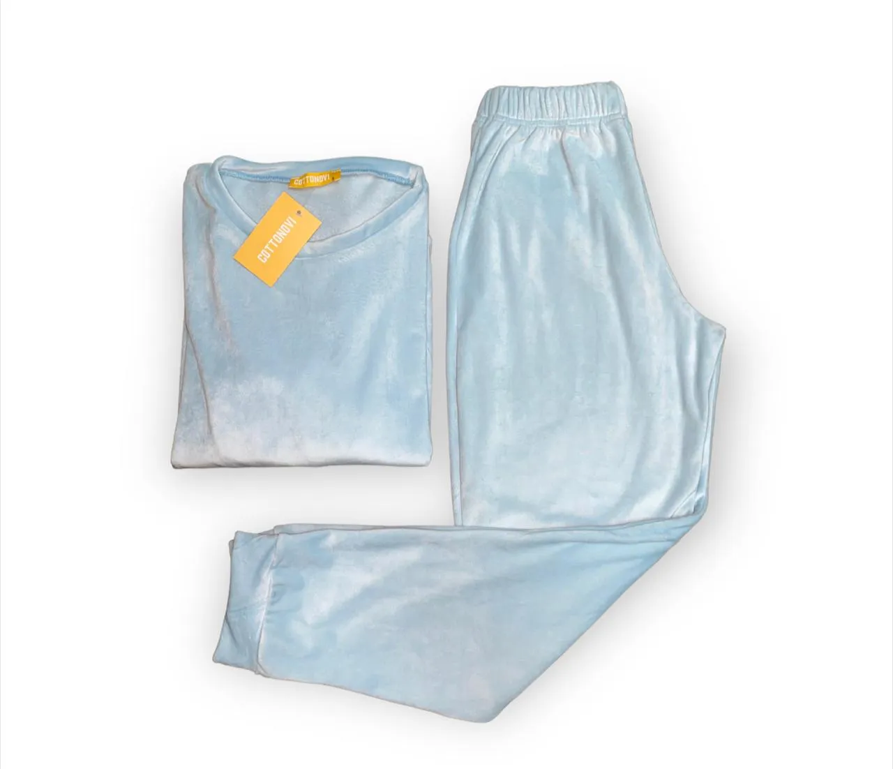 Baby Blue Plain Fleece Women Pajama