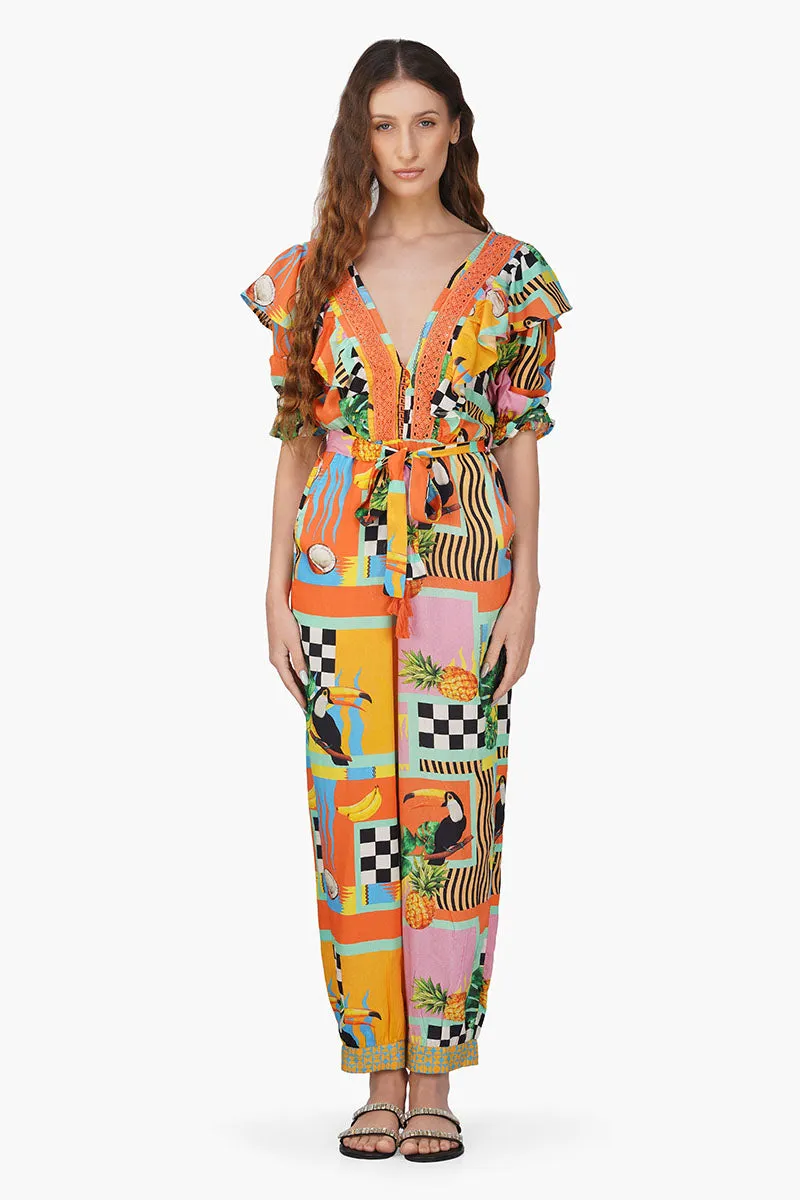 Barbara Printed Lace Jumpsuit