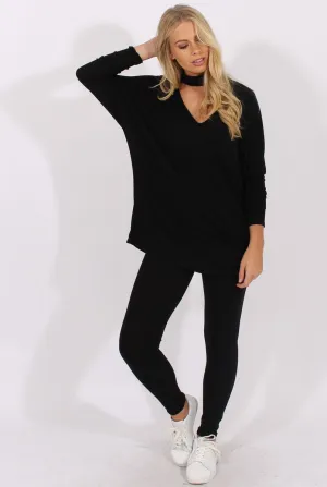 Black Batwing High Neck Cut Out Tracksuit - Hetty