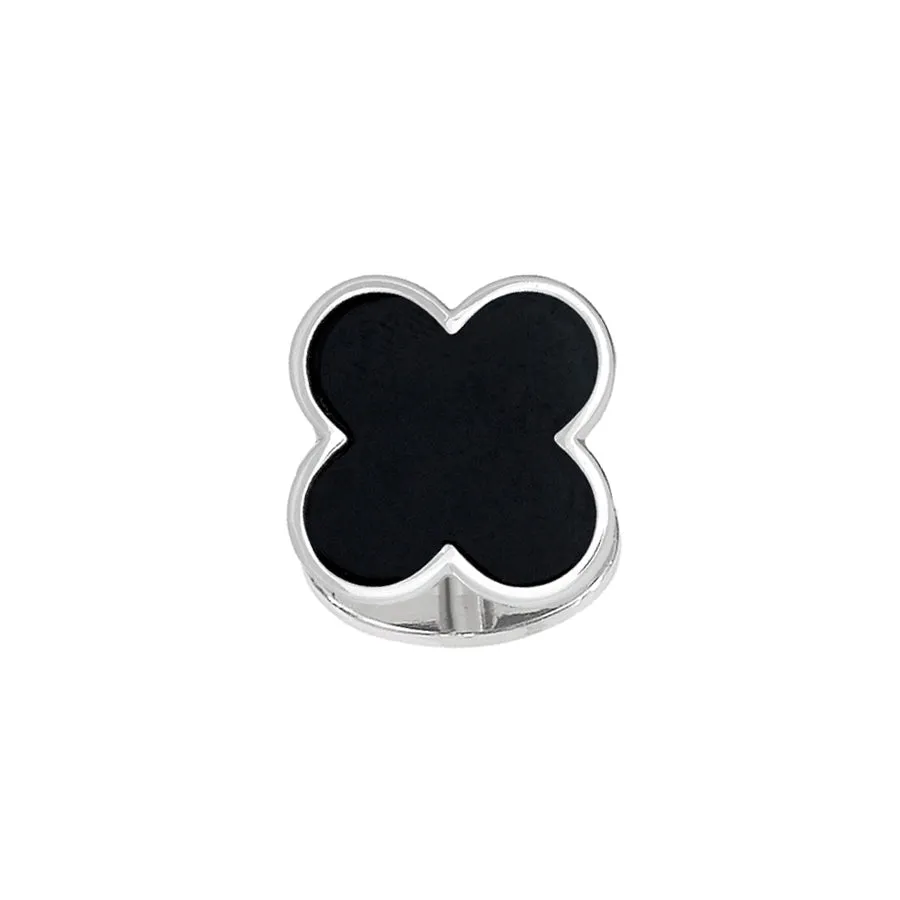 Black Onyx or White Mother of Pearl  Clover SINGLE Tuxedo Stud