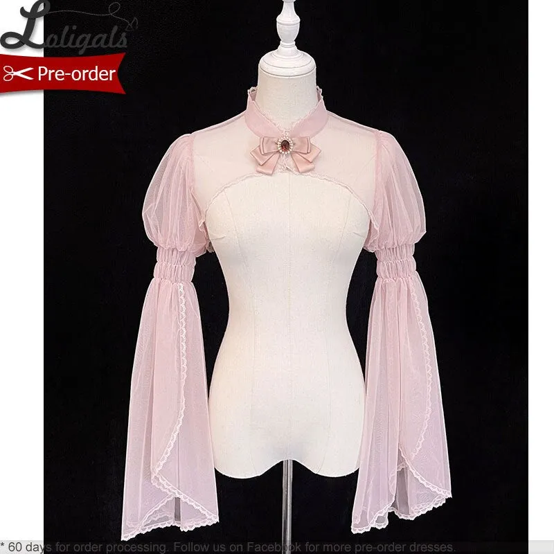 Bleeding Rose ~ Long Flare Sleeve Lolita Top Chiffon Shrug by Alice Girl ~ Pre-order