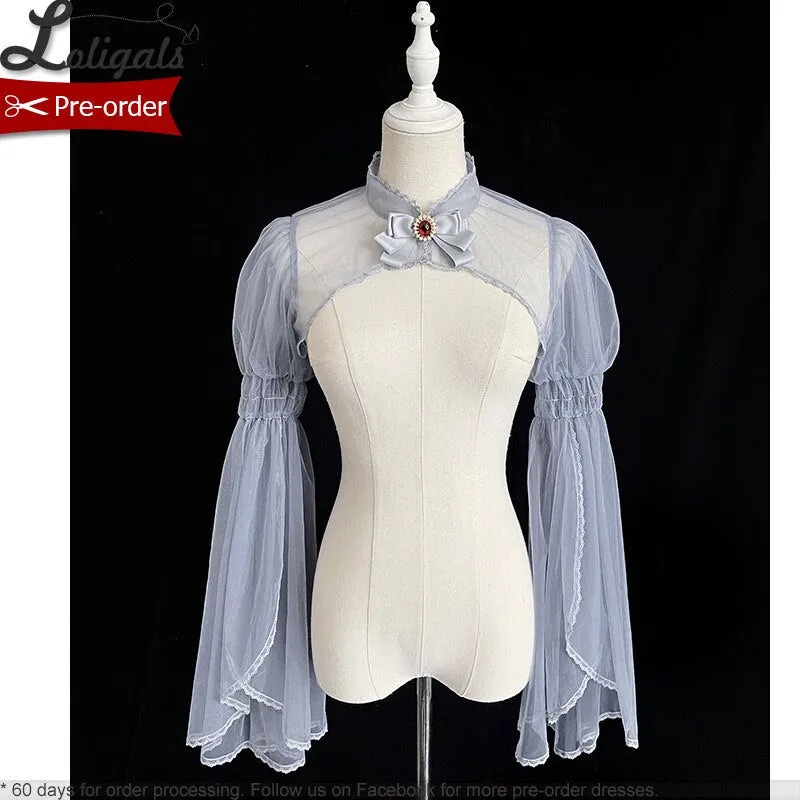 Bleeding Rose ~ Long Flare Sleeve Lolita Top Chiffon Shrug by Alice Girl ~ Pre-order