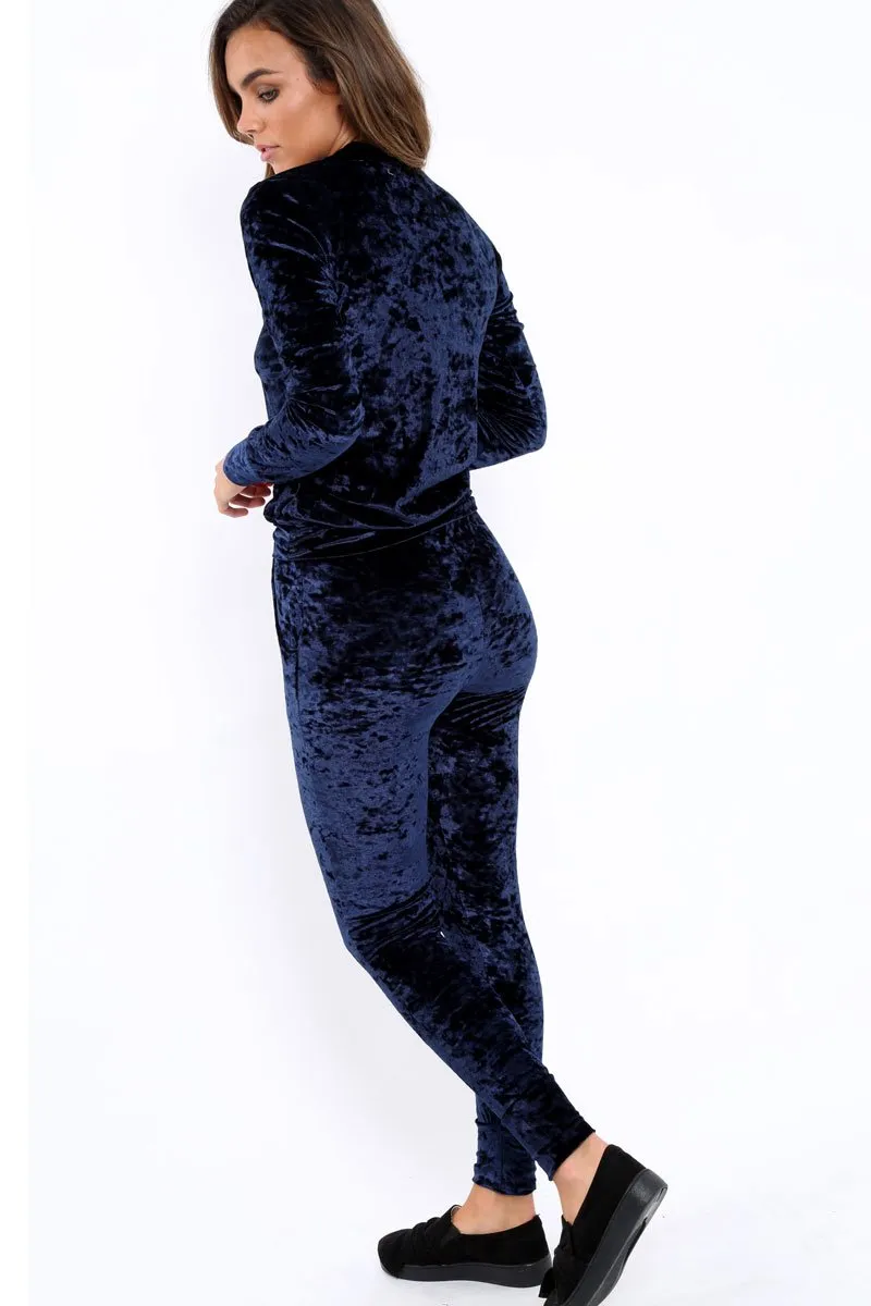 Blue Crushed Velvet Tracksuit - Romy