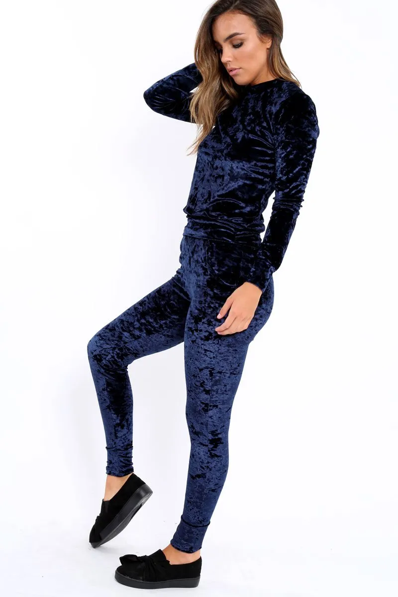 Blue Crushed Velvet Tracksuit - Romy