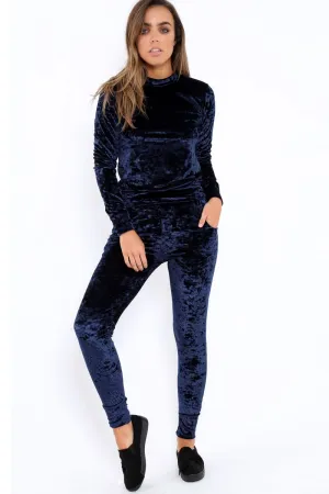 Blue Crushed Velvet Tracksuit - Romy