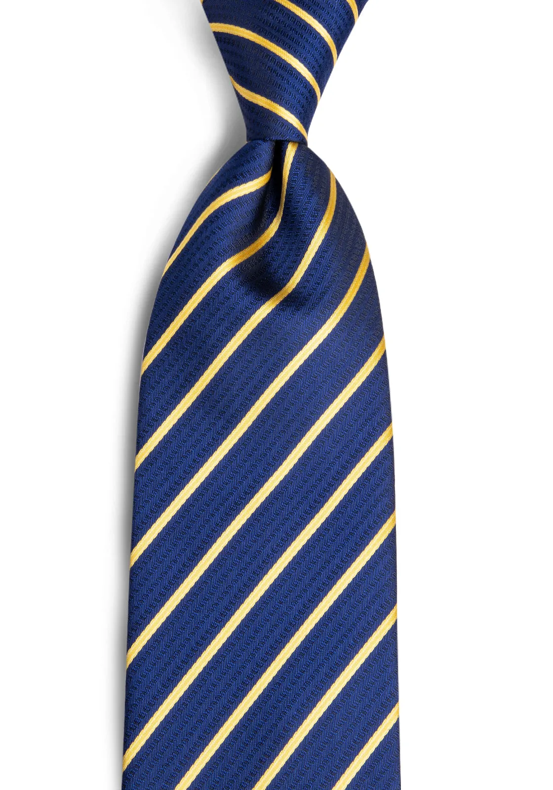 Blue Golden Striped Tie Handkerchief Cufflinks Set