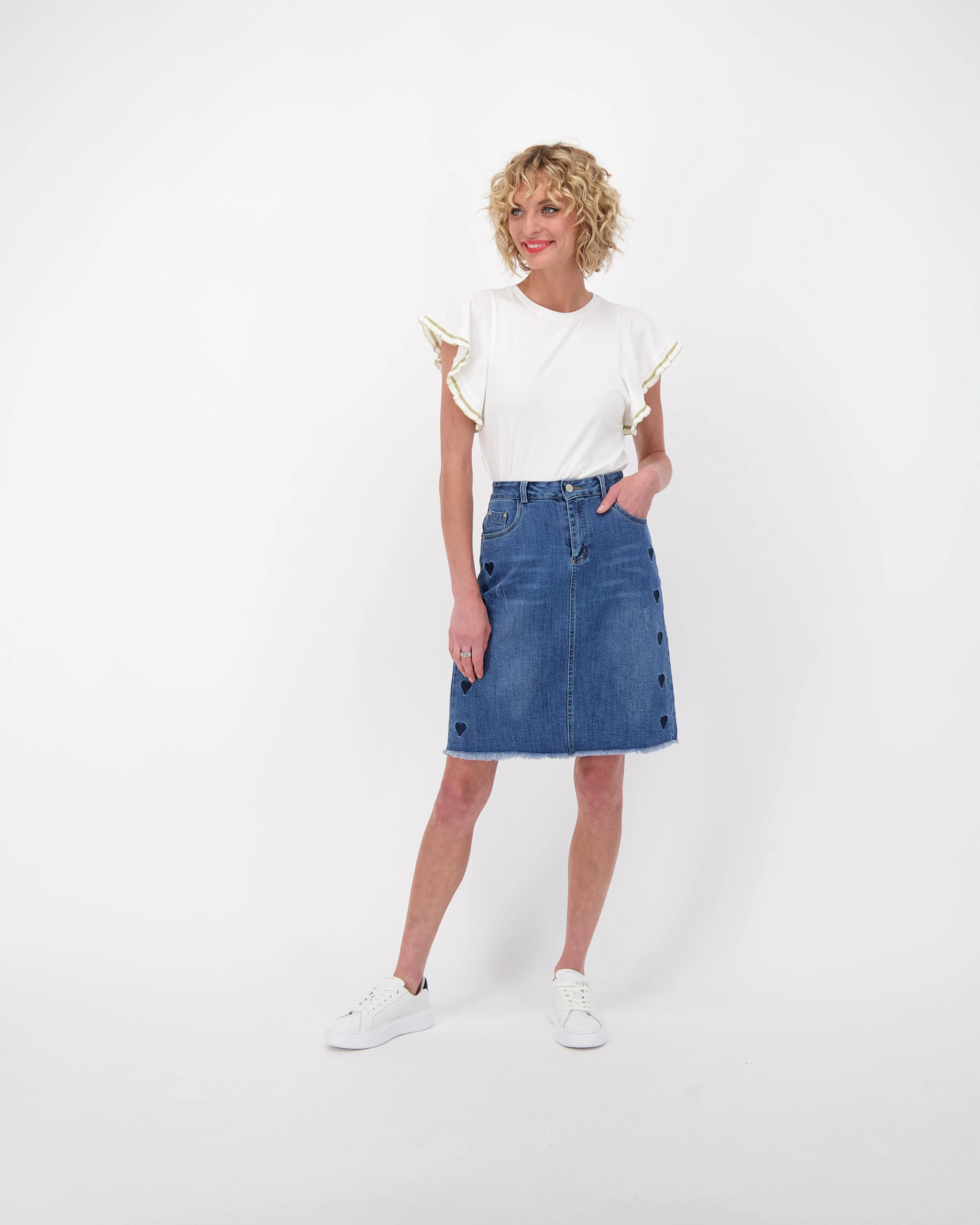 Blue Hearts Denim Short Skirt