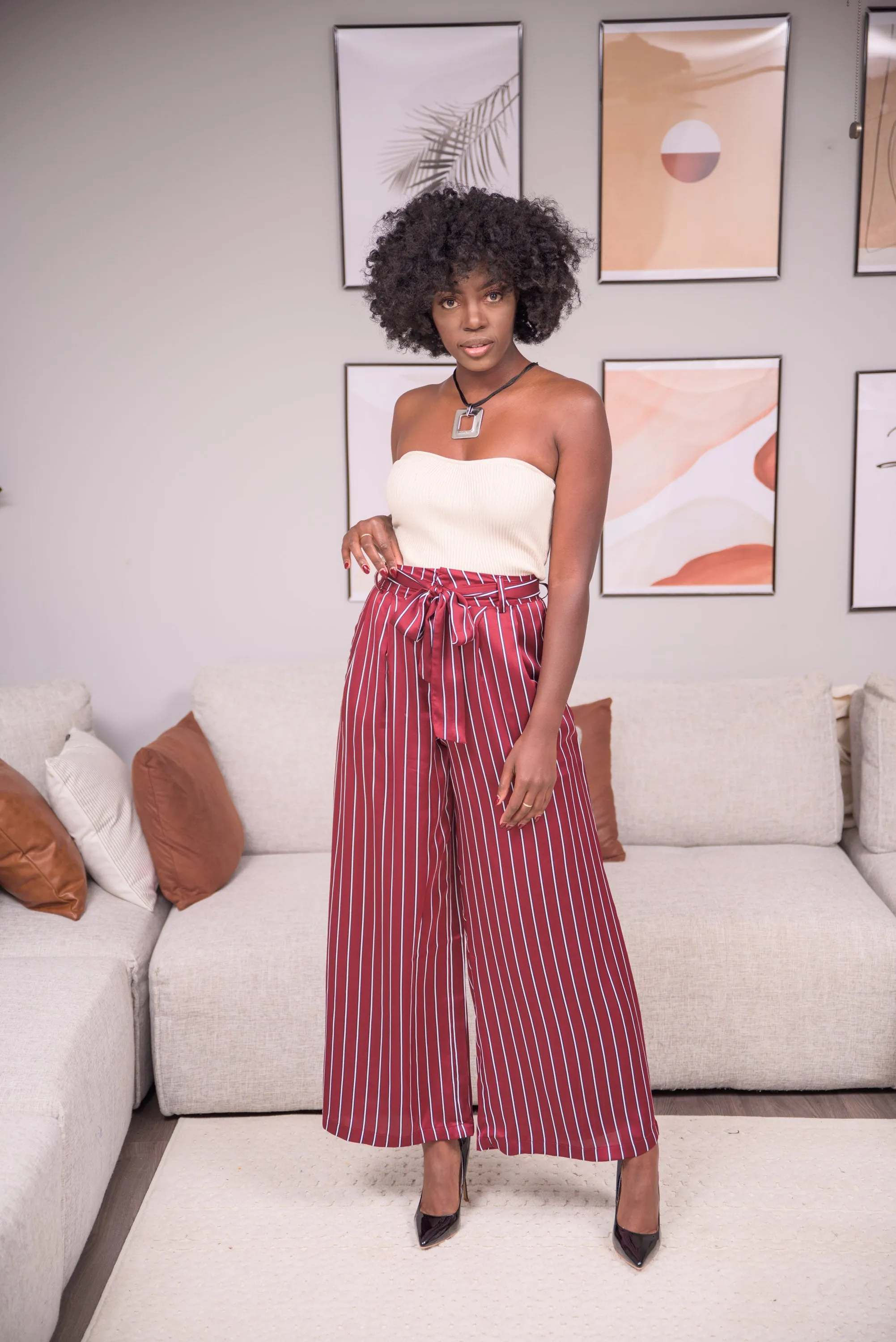 Cabernet Satin Wide Leg Pants