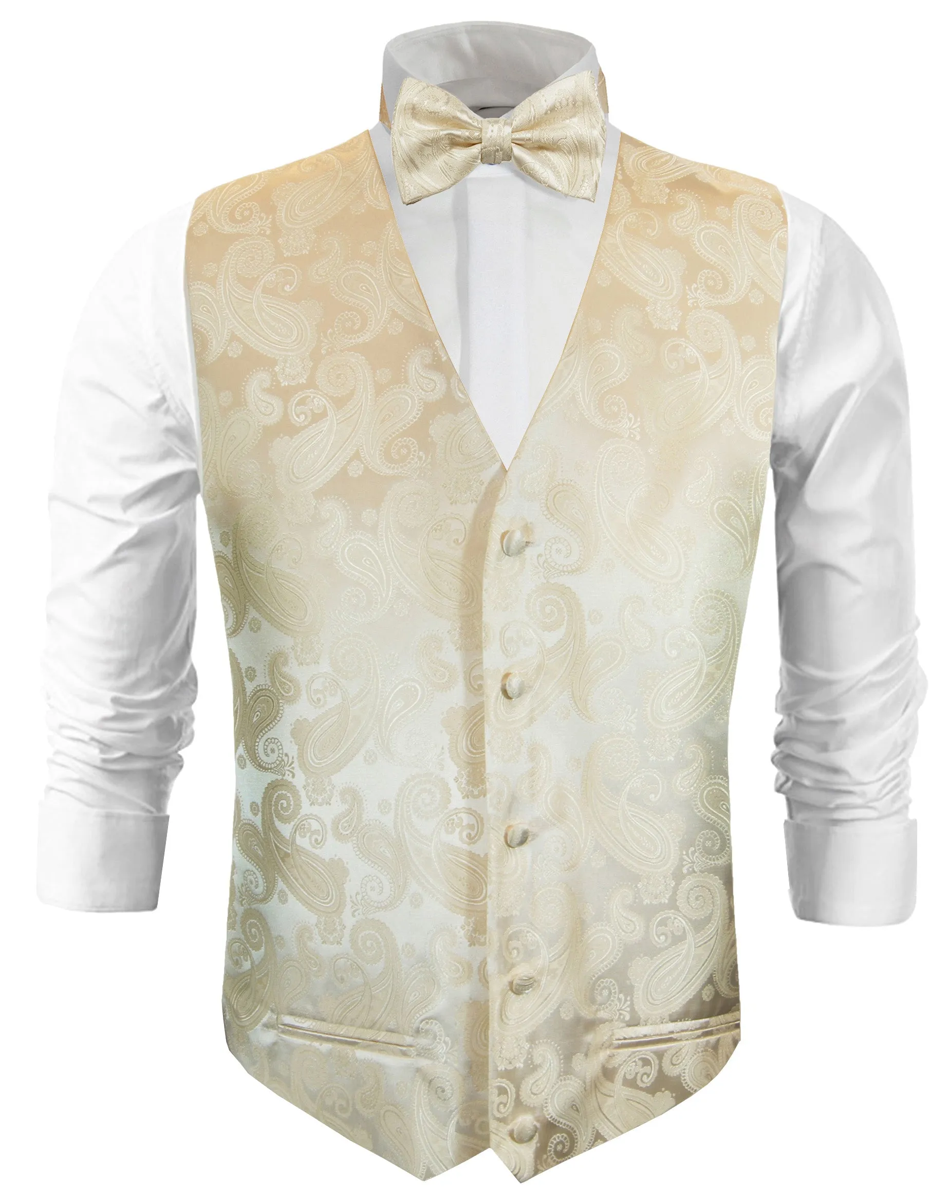 Champagne Paisley Tuxedo Vest Set