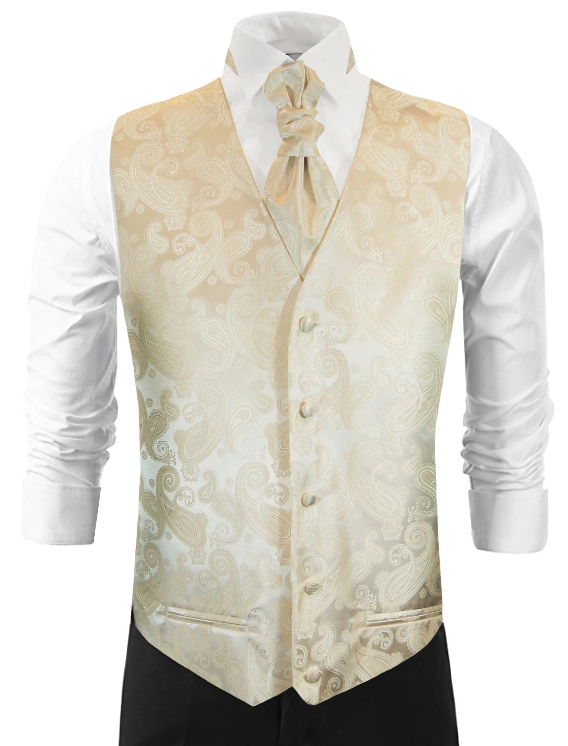 Champagne Paisley Tuxedo Vest Set