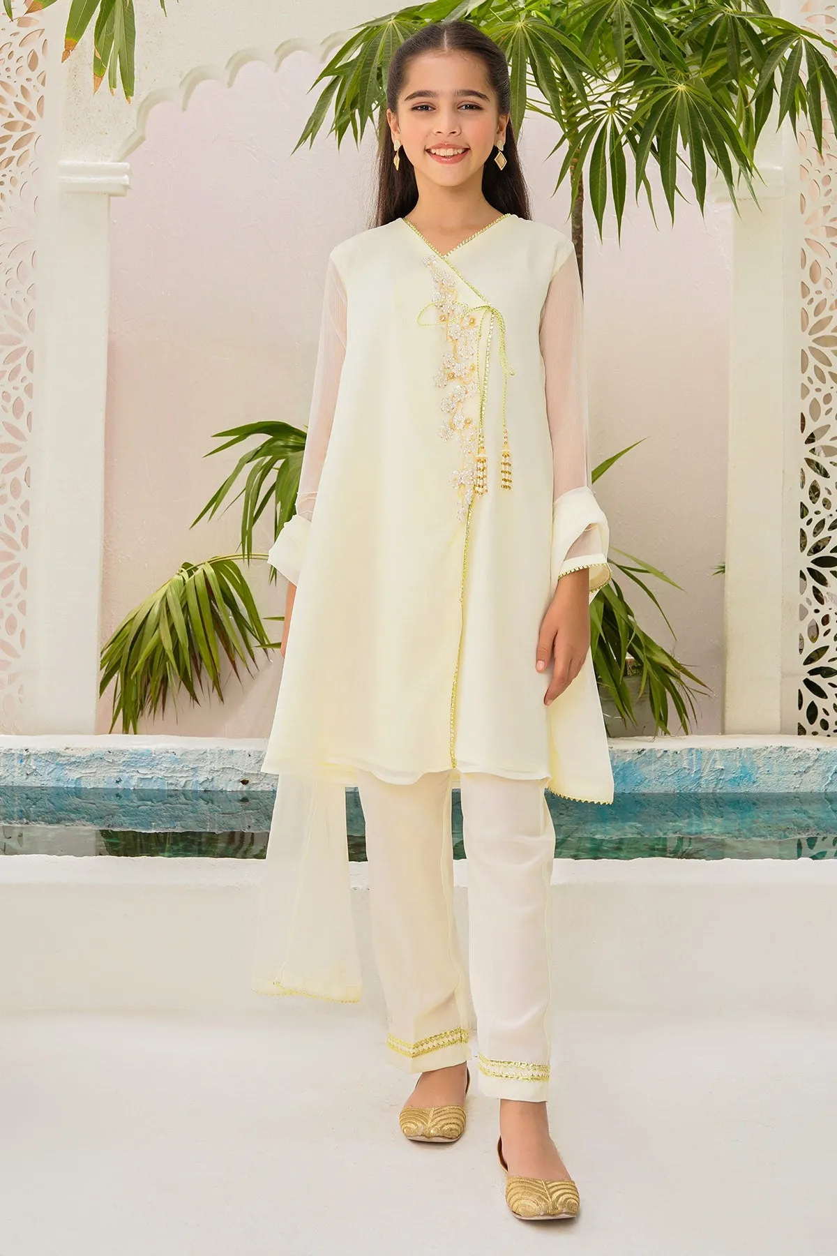 Chiffon Hand Adda Work 3 Pc Suit