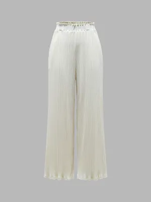 Comfy Elastic Waist Pleated Wide Leg Pants