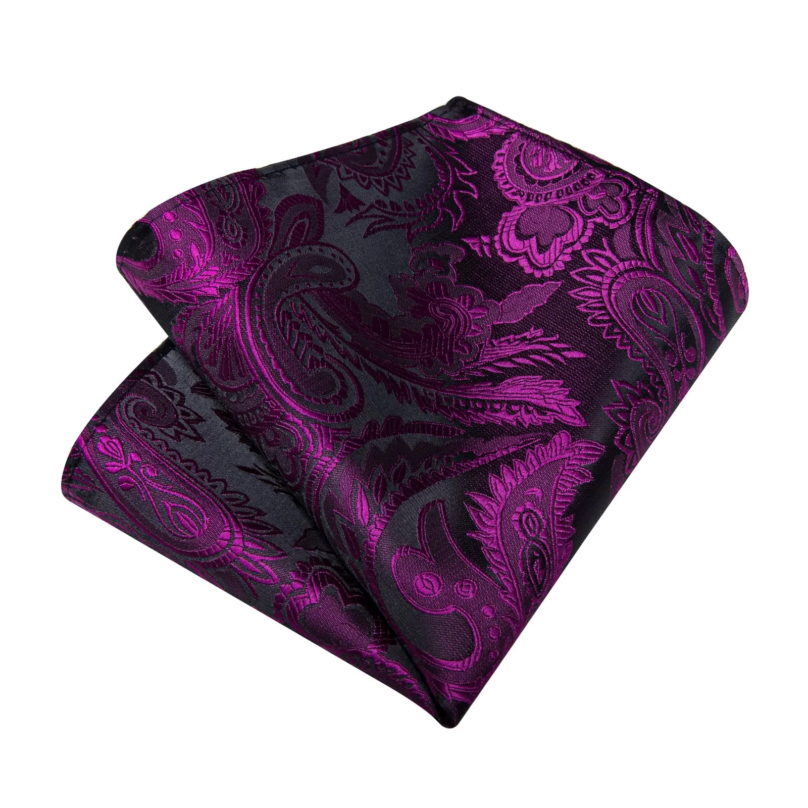 DiBanGu Dress Tie Violet Purple Floral Men's Silk Tie Handkerchief Cufflinks Set