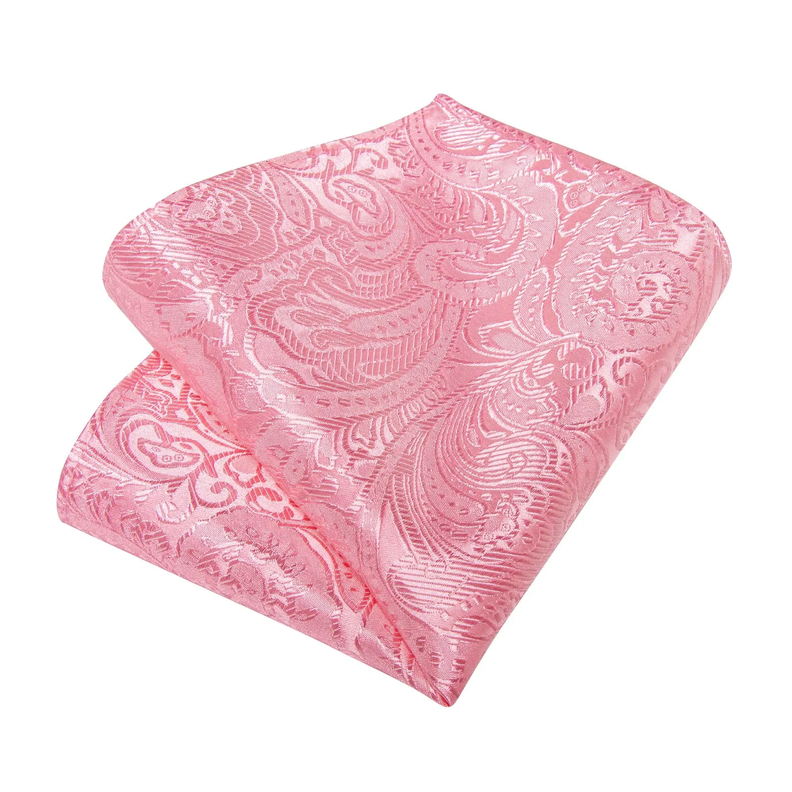 DiBanGu Light Thulian Pink Paisley Silk Mens Tie Pocket Square Cufflinks Set