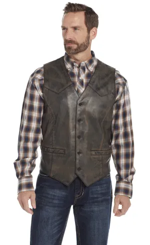 Distressed Brown Lamb Western Leather Vest