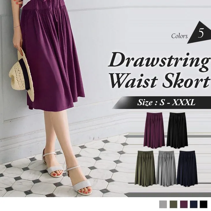 DRAWSTRING WAIST WIDE LEG SKORT