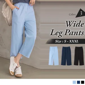 ELASTIC-WAIST WIDE LEG PANTS