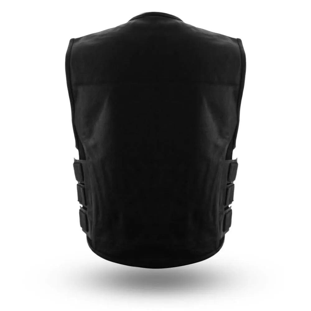 FIM645CSL Commando - Men's Motorcycle Swat Style Leather Vest