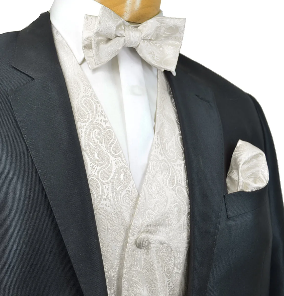 Formal Ivory Paisley Tuxedo Vest Set