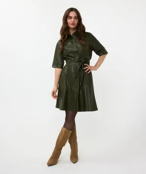 Front Tie Leather Dress