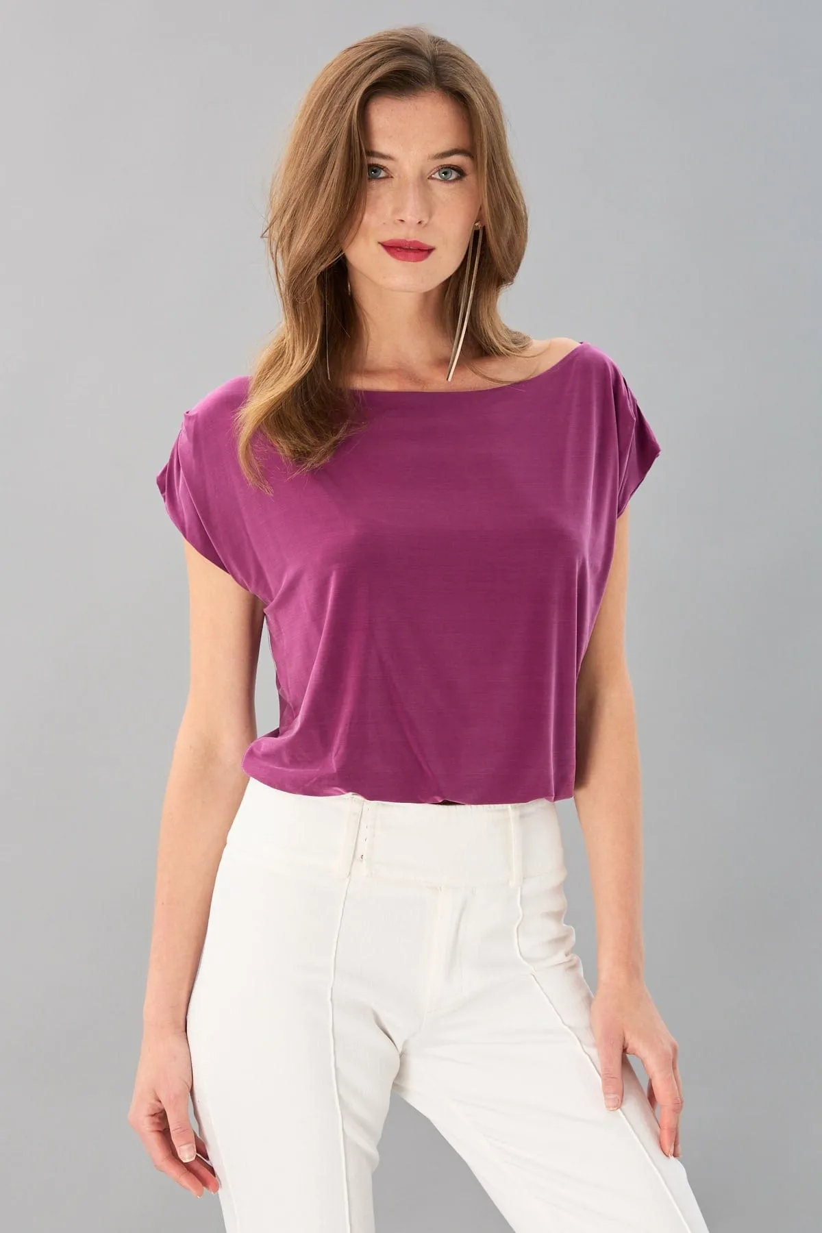 Gathered Wide Neck Top