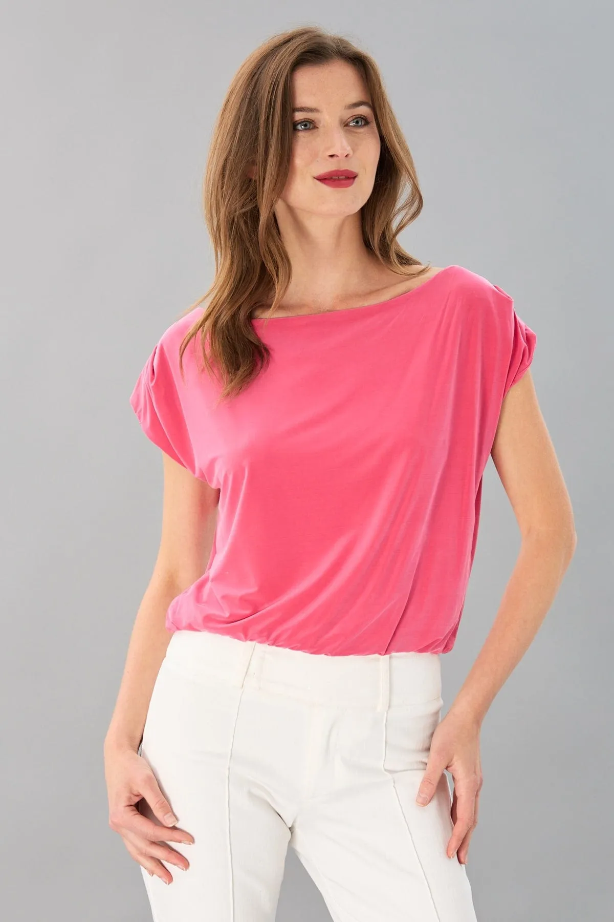 Gathered Wide Neck Top