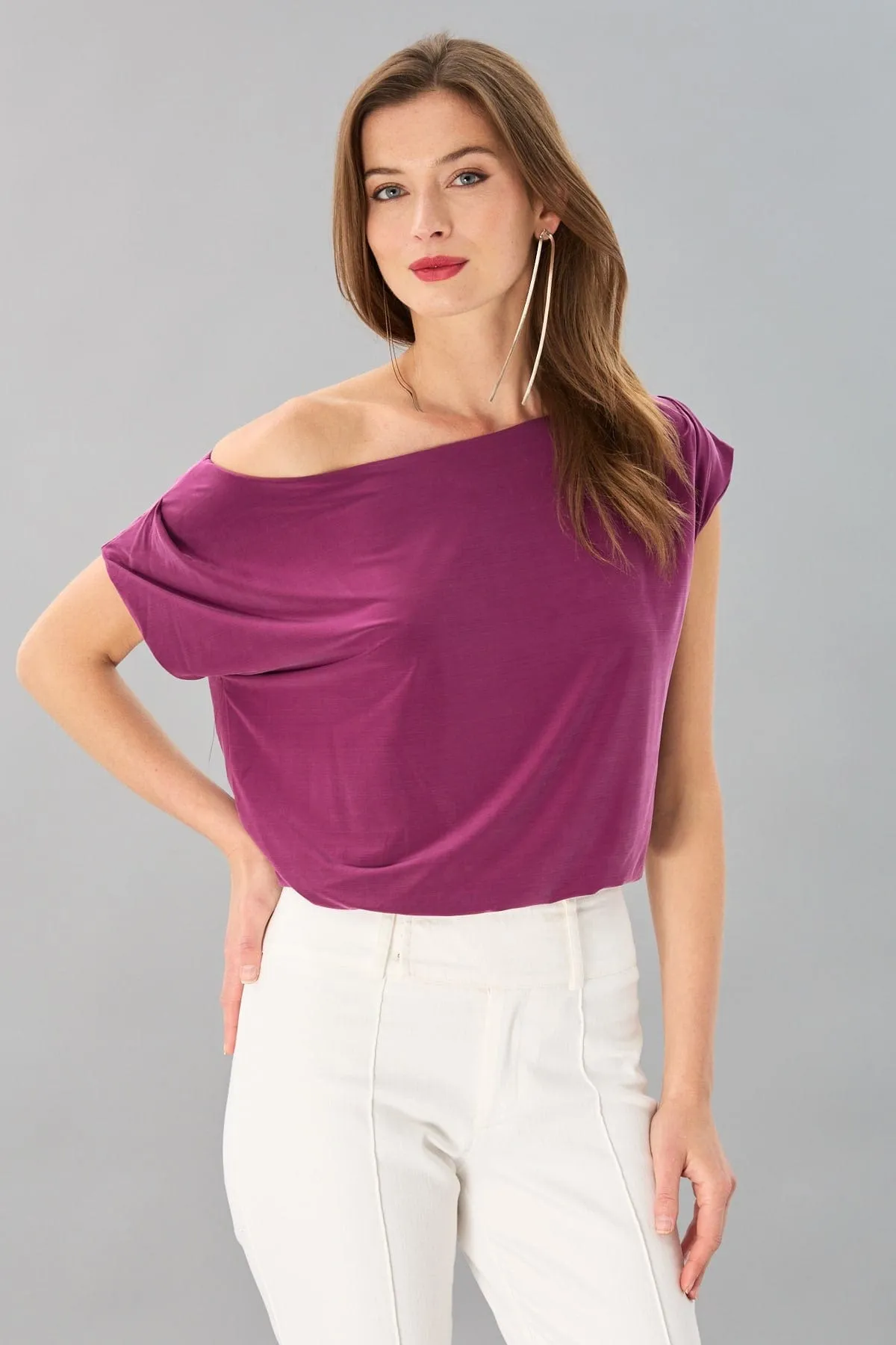 Gathered Wide Neck Top