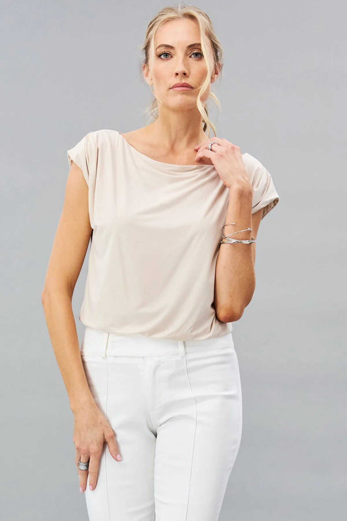 Gathered Wide Neck Top