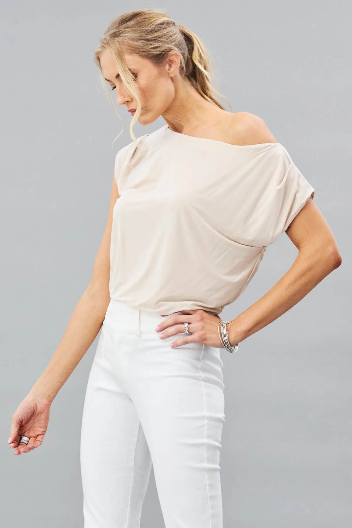 Gathered Wide Neck Top