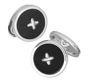 Gemstone Button Sterling Cufflinks