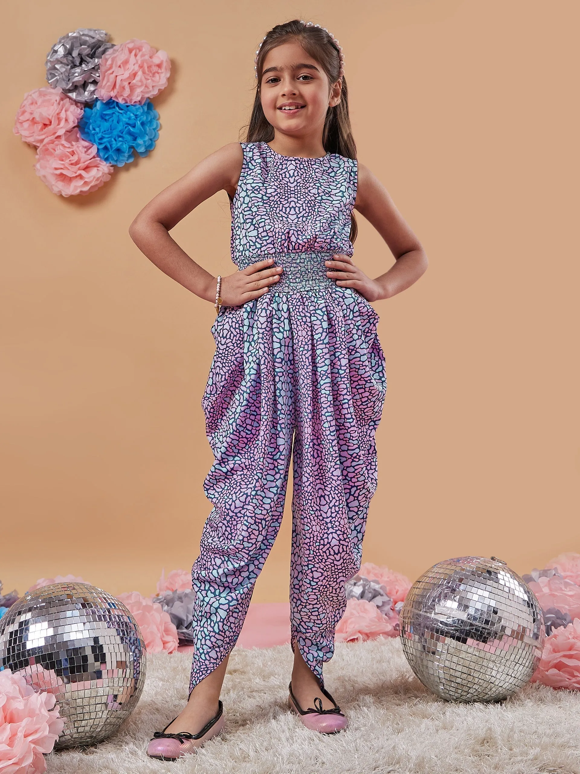 Girls Abstract Printed Basic Jumpsuit - PS Peaches