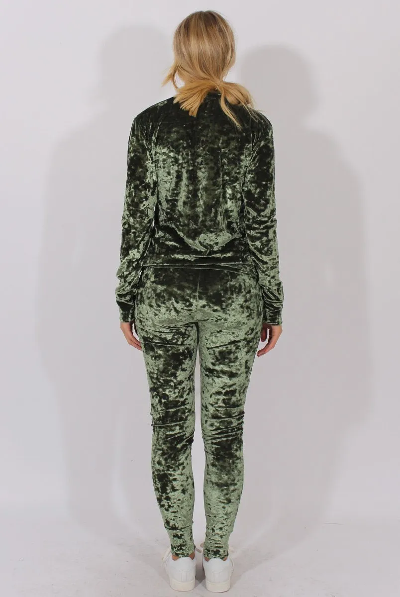 Green Crushed Velvet Tracksuit - Romy