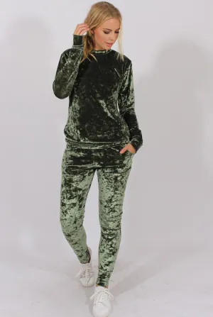 Green Crushed Velvet Tracksuit - Romy