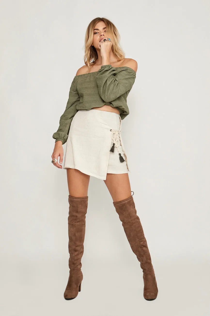 Heather Off Shoulder Top Sage