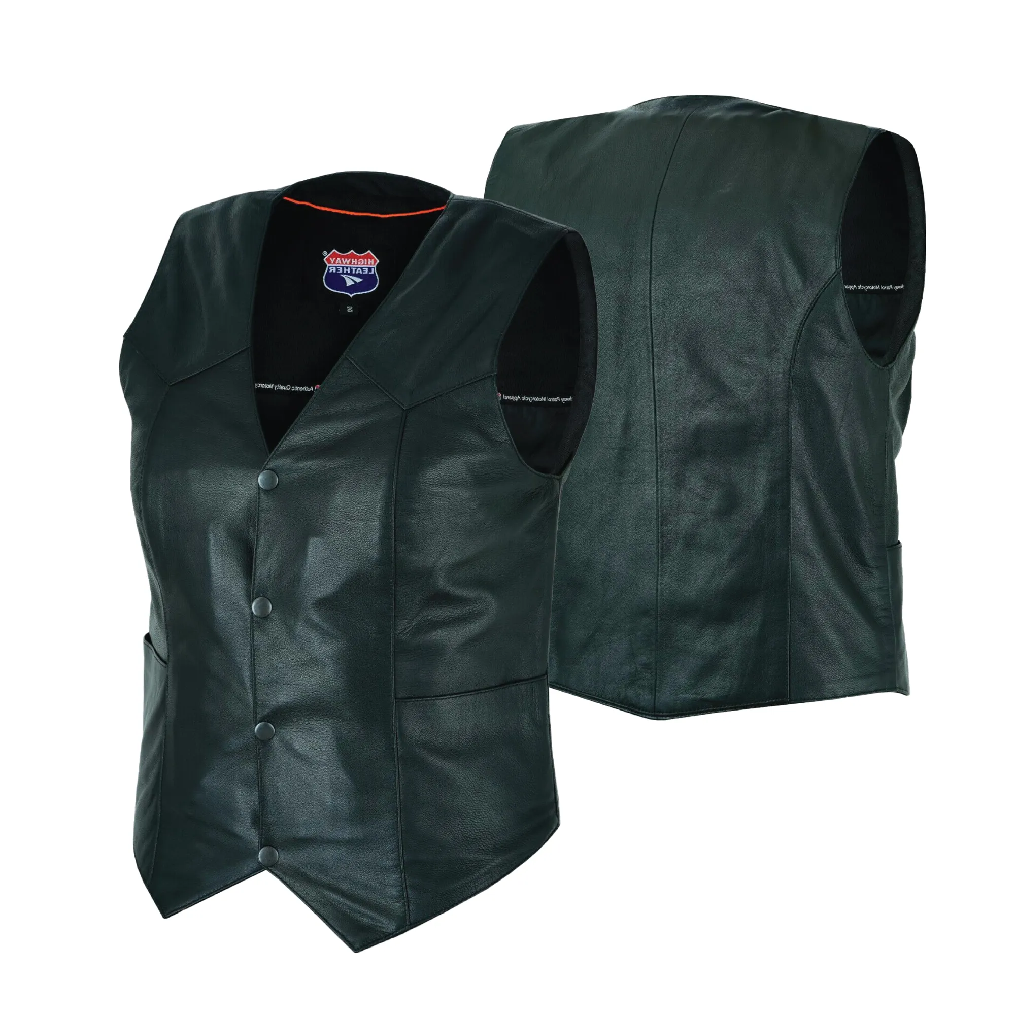 HL14500BLACK Ladies Women soft leather biker motorcycle vest black concealed carry