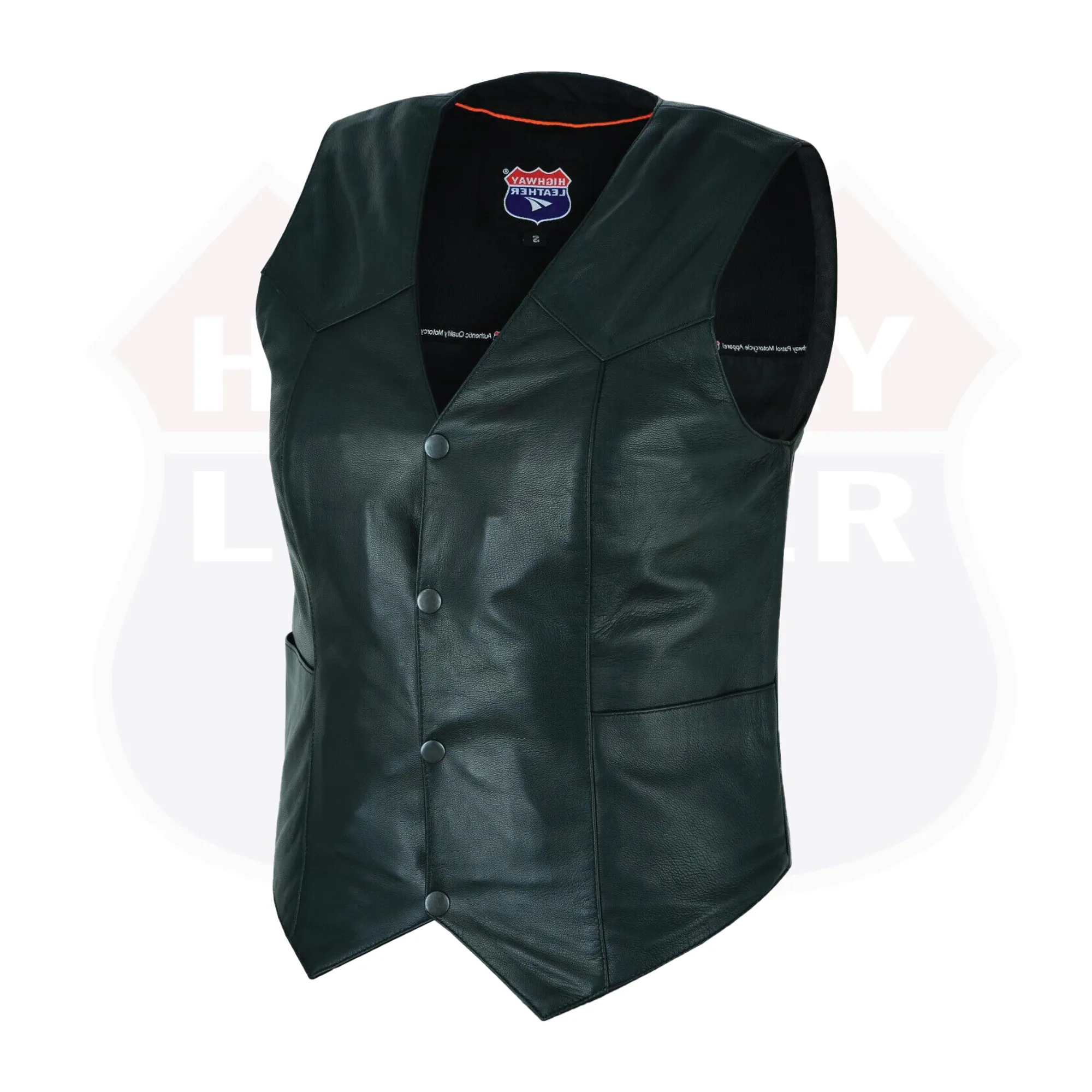 HL14500BLACK Ladies Women soft leather biker motorcycle vest black concealed carry