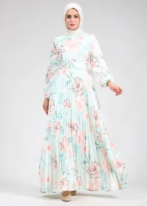 Izdihar Serenity Floral Pleated Modesty Dress