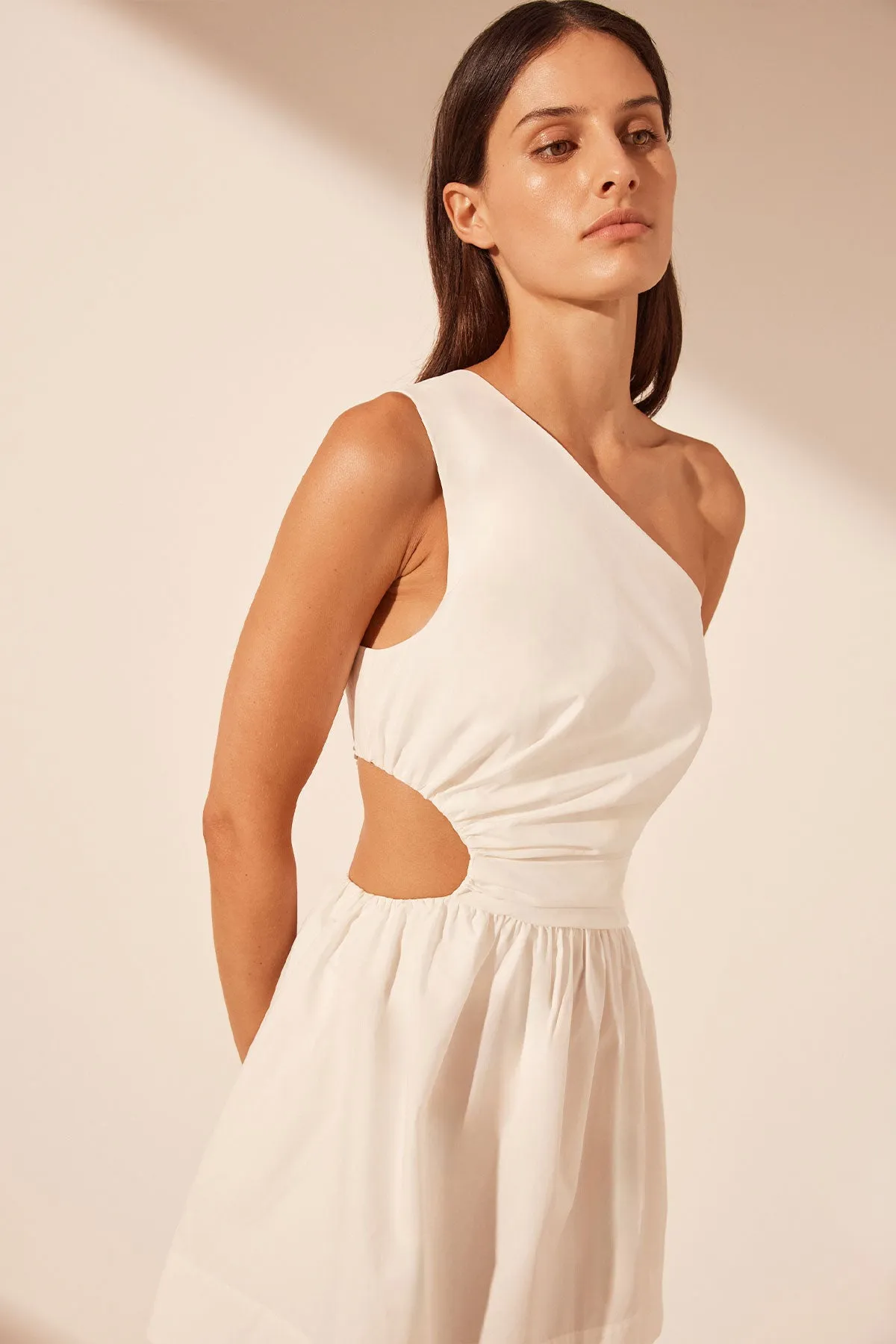 JOSEPHINE ASYMMETRICAL CUT OUT MINI DRESS - COCONUT