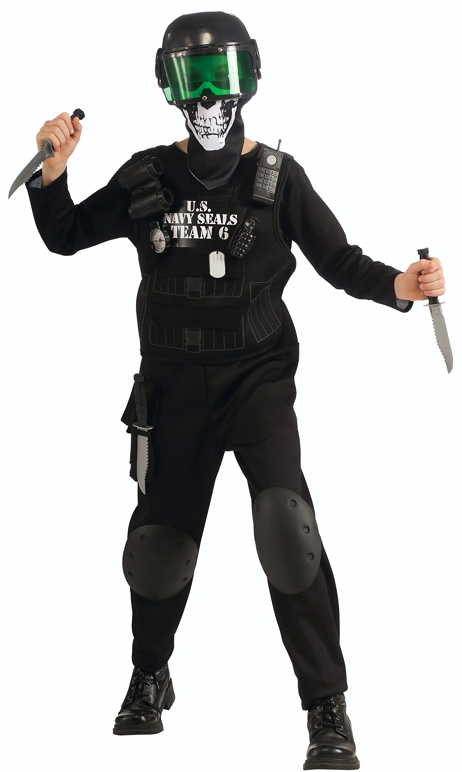 Kids Black Seal Team 6 Soldier Costume with Accessories