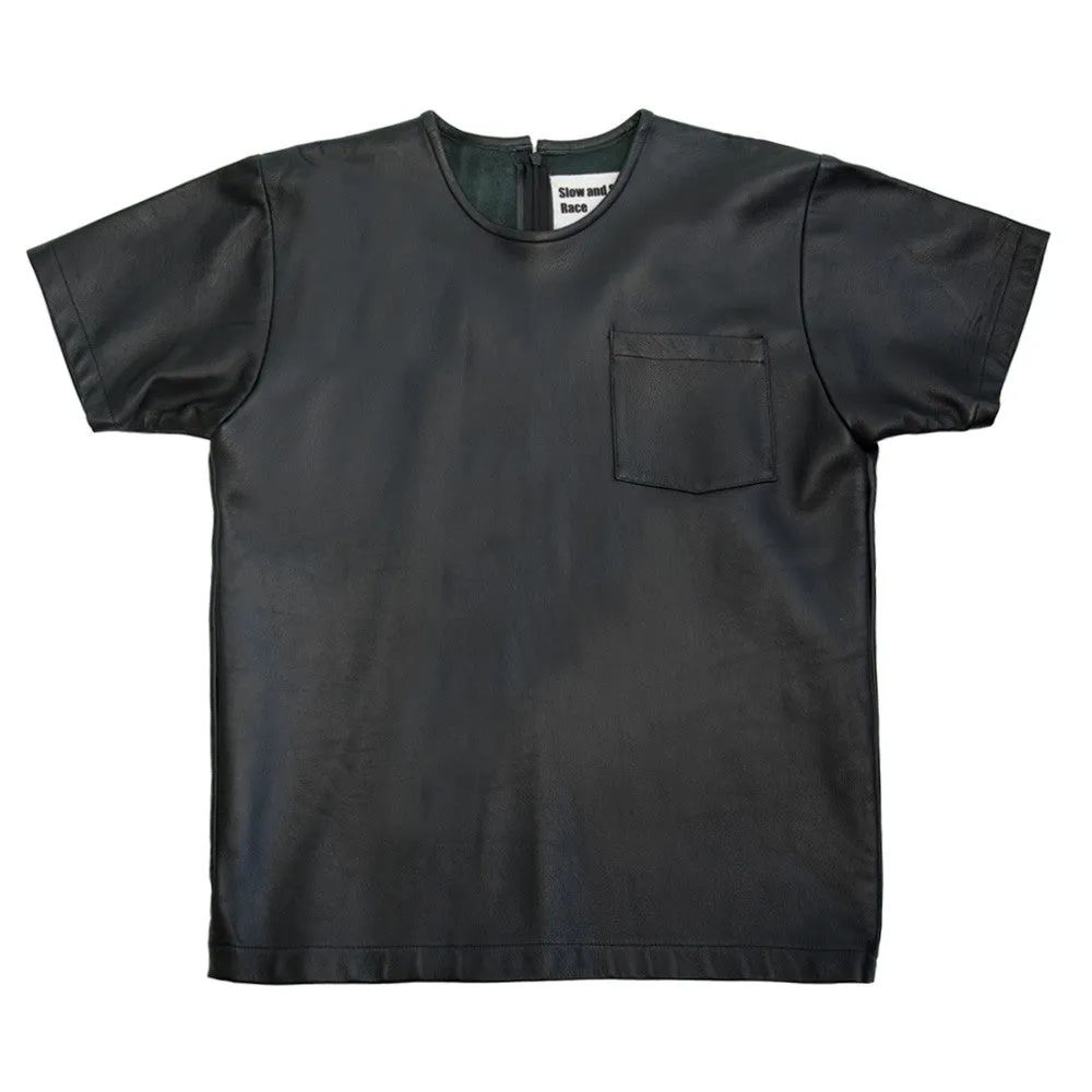 Leather Pocket T in Black