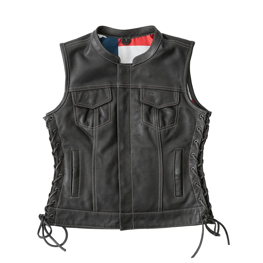 Liberty Women's Club Style Motorcycle Leather Vest - Limited Edition