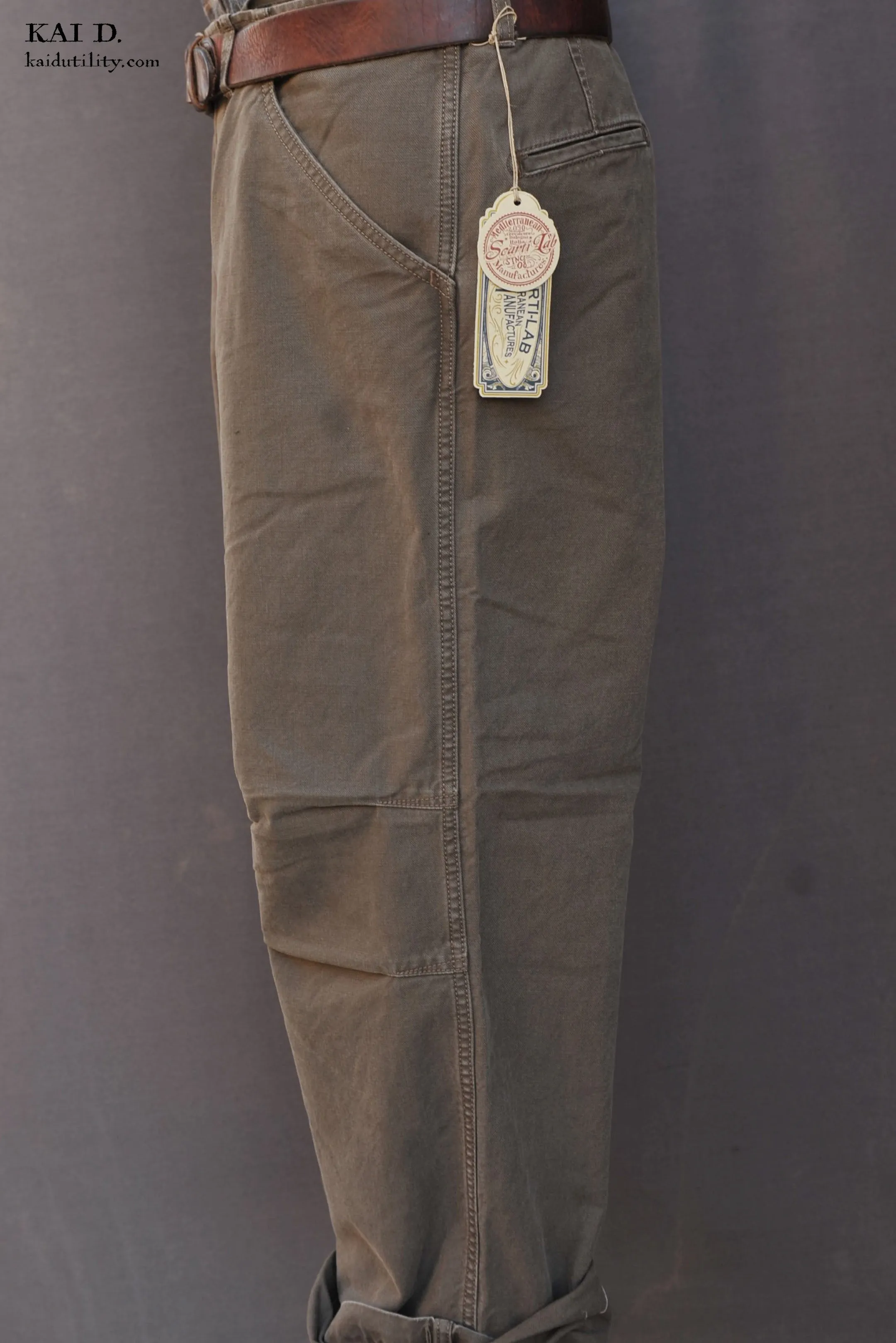 Loose Fit Military Chino - Stone Washed Khaki - 34, 36