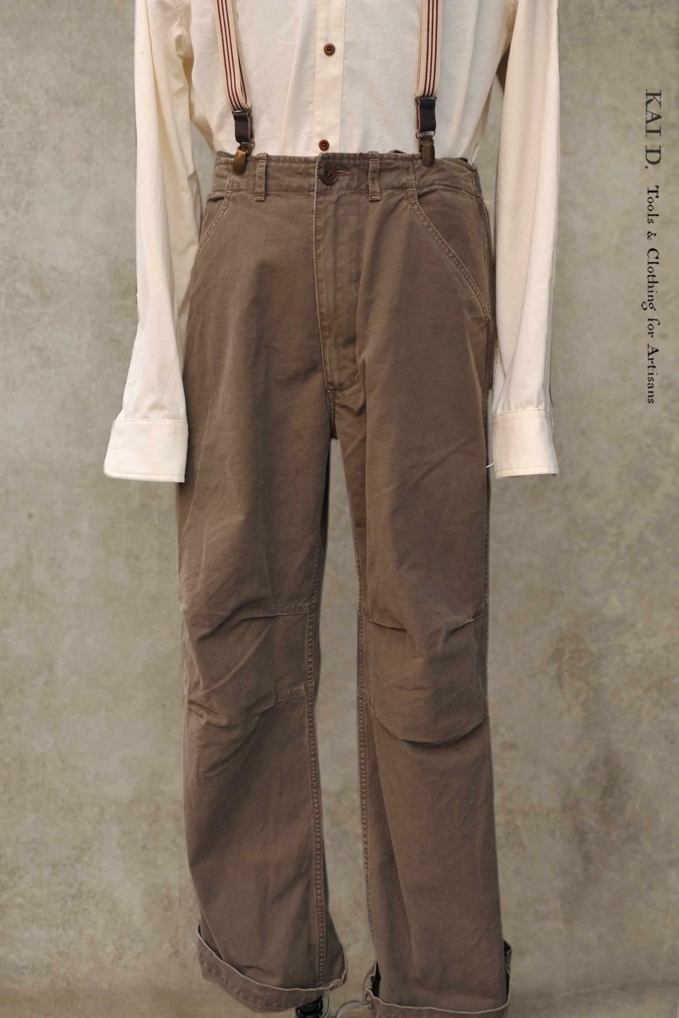 Loose Fit Military Chino - Stone Washed Khaki - 34, 36